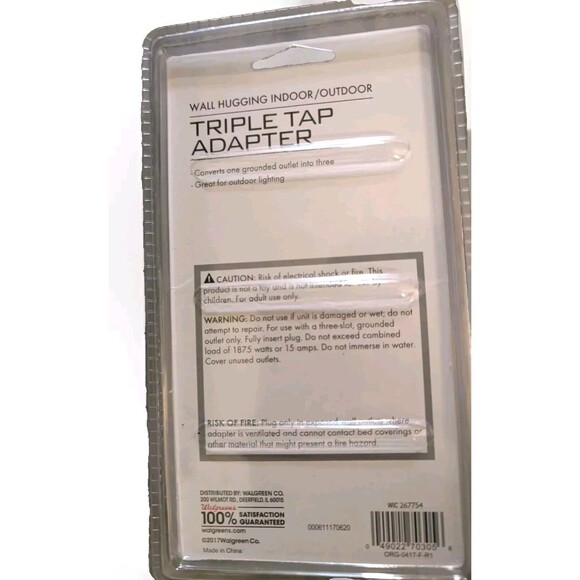 Living Solutions Wall Hugging Indoor Triple Tap Adapter Grounded Outlet - Picture 7 of 9